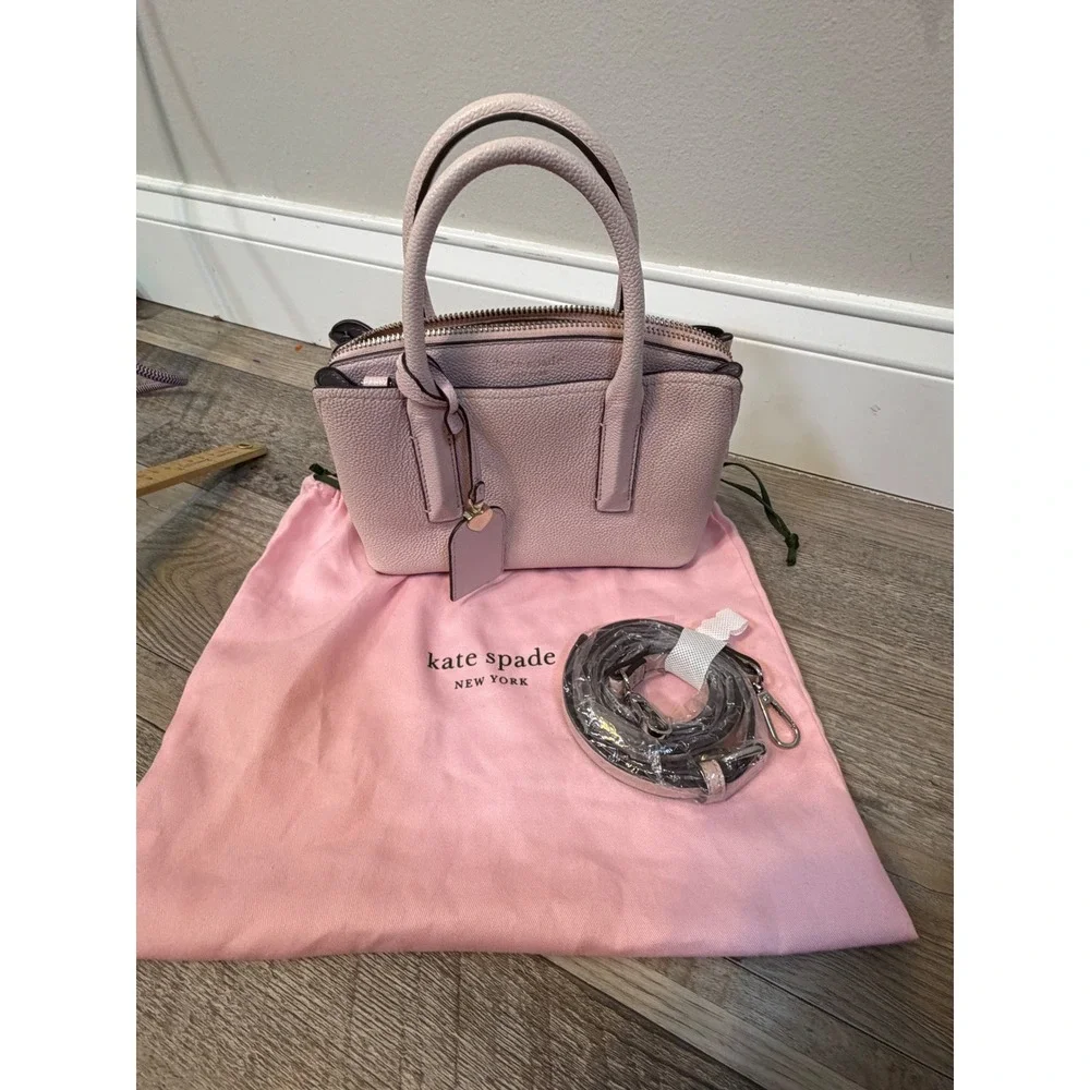 Kate Spade Womens Satchel Pebbled Leather Light Pink Small